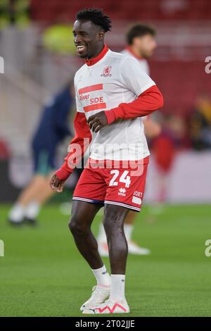 Middlesbrough, Großbritannien. Oktober 2023. Middlesbrough's Alex Bangura während des Sky Bet Championship Matches zwischen Middlesbrough und Cardiff City im Riverside Stadium, Middlesbrough am Dienstag, den 3. Oktober 2023. (Foto: Scott Llewellyn | MI News) Credit: MI News & Sport /Alamy Live News Stockfoto