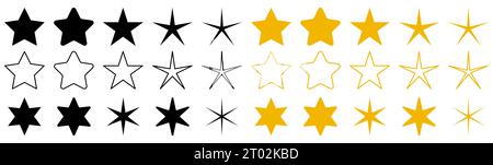 Sternsymbole gesetzt. Weihnachtssymbole. Vektorillustration isoliert auf weißem Hintergrund Stock Vektor