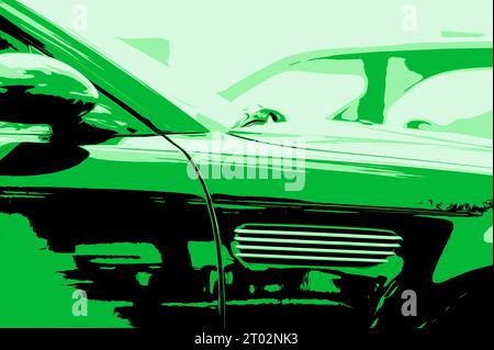 Details zur Seite eines blauen Autos Stockfoto