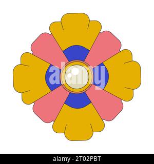 Herbstliche Blumenbrosche 2D lineares Zeichentrickobjekt Stock Vektor