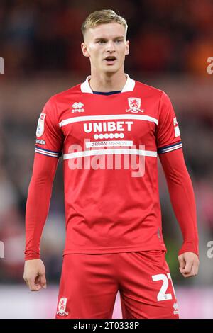 Middlesbrough, Großbritannien. Oktober 2023. Middlesbrough's Marcus Forss während des Sky Bet Championship Matches zwischen Middlesbrough und Cardiff City im Riverside Stadium, Middlesbrough am Dienstag, den 3. Oktober 2023. (Foto: Scott Llewellyn | MI News) Credit: MI News & Sport /Alamy Live News Stockfoto