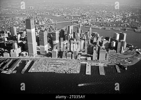Lower Manhattan mit dem World Trade Center 1971 Stockfoto
