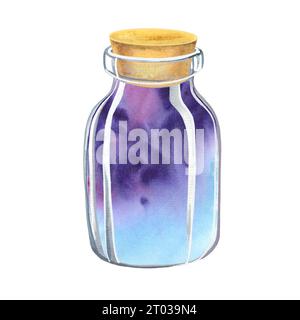 Handgezeichneter Glasbecher mit Platz im Inneren, Aquarellbilder Stockfoto