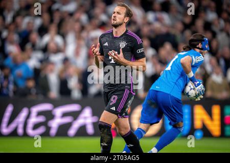 Kopenhagen, Dänemark. 3. Oktober 2023. Harry Kane des FC Bayern München beim Champions-League-Spiel zwischen dem FC Kopenhagen und dem FC Bayern München, in der zweiten Runde der Gruppe A in Parken, Kopenhagen, Dienstag, 3. Oktober 2023. (Foto: Mads Claus Rasmussen/Ritzau Scanpix) Credit: Ritzau/Alamy Live News Stockfoto