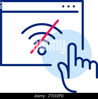 Fingerklick auf kein wlan-Symbol im Browser. Symbol für perfekte Pixel Stock Vektor