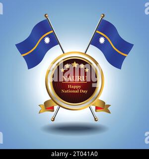 Kleine Nationalflagge von Nauru auf dem Kreis mit garadasi blauem Hintergrund Stock Vektor