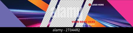 Abstraktes, kreatives Fabrica-Bannerdesign, Webbanner mit horizontaler Kopfzeile. Moderne Abdeckung mit geometrischem Muster in Blau, Orange und Rosa für das Design von Websites. Stock Vektor