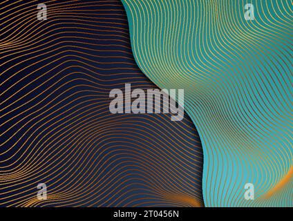 Abstrakter Unternehmenshintergrund mit bronzenen Linien welligen Ornamenten. Vektordesign Stock Vektor