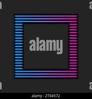 Blauer lila Neon quadratischer Rahmen abstrakter technischer Hintergrund. Vektor-Lichtdesign für digitale Kunst Stock Vektor
