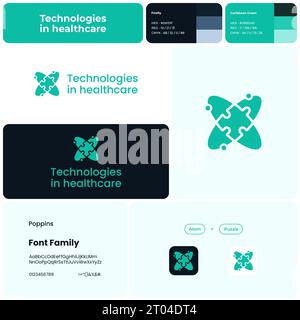2D-Technologien in Vorlage für das Gesundheitswesen mit kreativem Logo Stock Vektor