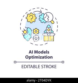 Buntes Symbol für dünne Linien, Optimierungskonzept für AI-Modelle Stock Vektor