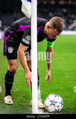 Kopenhagen, Dänemark. Oktober 2023. Joshua Kimmich (6) vom FC Bayern München beim UEFA Champions League-Spiel zwischen dem FC Kopenhagen und dem Bayern München in Parken in Kopenhagen. (Foto: Gonzales Photo/Alamy Live News Stockfoto