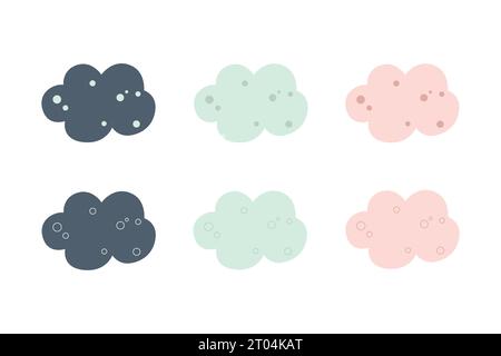 Schöne blaue Wolke. Vektorillustration für Postkartendesign. Eine Wolke bei klarem Wetter, nachts und rosa. Stock Vektor