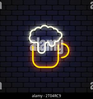 Biersymbol Neon für dekoratives Design. Vektorabbildung Stock Vektor