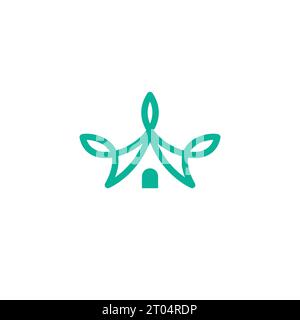 Naturhaus-Logo in grüner Farbe. Leaf HOME-Logo Stock Vektor