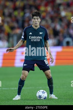 Linse, Frankreich, 3. Oktober 2023. Takehiro Tomiyasu von Arsenal während des Spiels der UEFA Champions League im Estadio Bollaert Delelis, Lens. Der Bildnachweis sollte lauten: David Klein / Sportimage Stockfoto