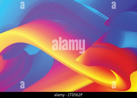 Gewelltes, farbenfrohes abstraktes Hintergrunddesign mit übermäßigem Farbverlauf Stock Vektor