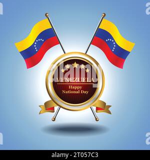 Kleine Nationalflagge Venezuelas auf dem Kreis mit garadasiblauem Hintergrund Stock Vektor