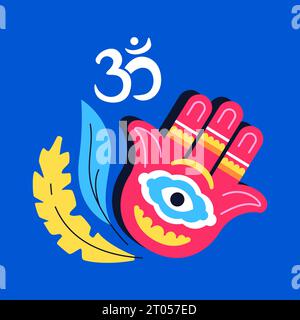 HAMSA handgeformtes Amulett - moderne farbige Vektor-Illustration Stock Vektor