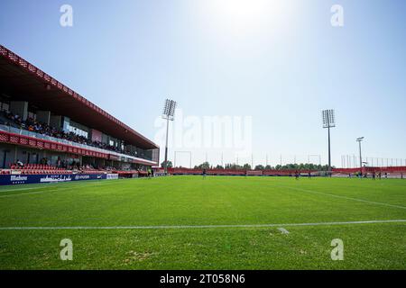 Madrid, Spanien. Oktober 2023. Madrid - Überblick über das Stadion während der zweiten Etappe der Gruppenphase der UEFA Youth League zwischen Atletico Madrid O19 und Feyenoord O19 im Centro Deportivo Wanda Alcala de Henares am 4. Oktober 2023 in Madrid, Spanien. Credit: Box to Box Pictures/Alamy Live News Stockfoto