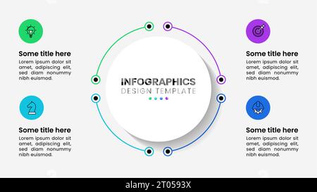 Infografik-Vorlage mit Symbolen und 4 Optionen oder Schritten. Kann für Workflow-Layout, Diagramm, Banner, webdesign verwendet werden. Vektorgrafik Stock Vektor