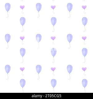 Heißluftballons, Luftballons mit Aquarell bemalt, handgezeichnete Aquarellillustration isoliert Stockfoto
