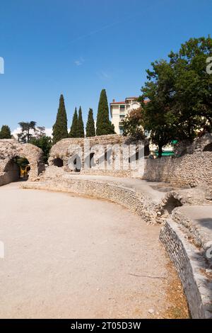 Arènes de Cimiez. Nizza, Frankreich. Die Cimiez Arenas sind ein römisches Amphitheater in Nizza im Cimiez-Viertel. (135) Stockfoto