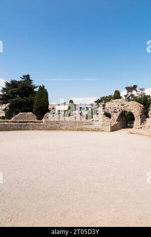 Arènes de Cimiez. Nizza, Frankreich. Die Cimiez Arenas sind ein römisches Amphitheater in Nizza im Cimiez-Viertel. (135) Stockfoto