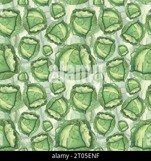 Muster von Gemüse, Kohl, Ernte, isolierte Illustration durch Aquarell gezeichnet, Bild für Dekoration von Objekten mit einem Sommer Thema, nahtlose PR Stockfoto