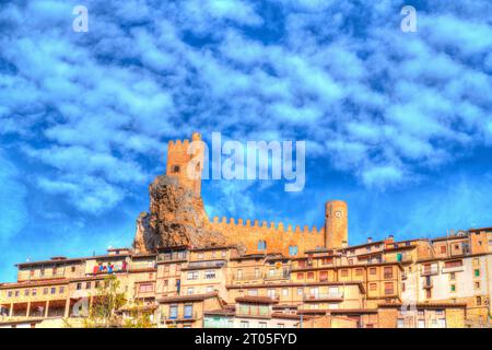 Spanische Burg Frias Spanien schönste spanische Dörfer, historische mittelalterliche Stadt in Burgos Provinz Kastilien und Leon Stockfoto