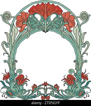 Vektorillustration von drei roten Blumen, grünen Blättern Stock Vektor