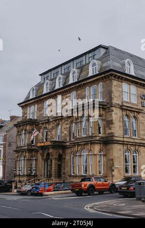 Tynemouth UK: 5. August 2023: Das Grand Hotel Tynemouth am Meer, an der Hochzeitsstätte und Touristenziel Stockfoto