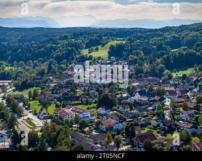 Eurasburg Bayern. Luftaufnahme der Drohne Stockfoto