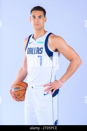 29. September 2023: Das Dallas Mavericks Center Dwight Powell #7 posiert während des Dallas Mavericks Media Day im American Airlines Center in Dallas, TX Albert Pena / Cal Sport Media Stockfoto