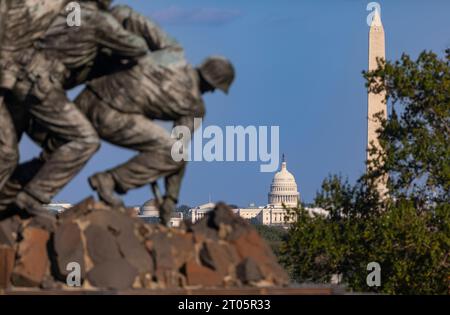 ROSSLYN, ARLINGTON, VIRGINIA, USA - Detail des Iwo Jima United States Marine Corps war Memorial. Stockfoto