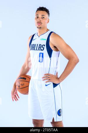 29. September 2023: Dante Exum #0 der Dallas Mavericks Guard posiert während des Dallas Mavericks Media Day im American Airlines Center in Dallas, TX Albert Pena/Cal Sport Media Stockfoto