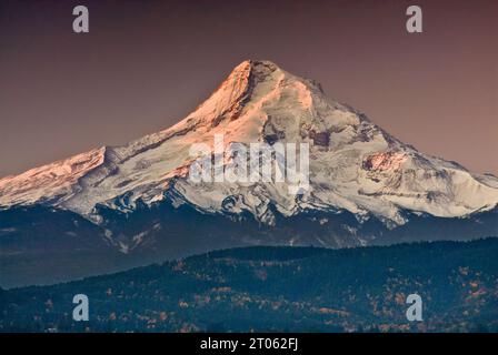 Mount Hood bei Sonnenaufgang vom Panorama Point County Park in Hood River, Oregon, USA Stockfoto