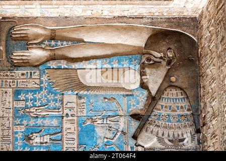 Ptolemäischer Tempel der Göttin Hathor, Dendera Temple Complex, Dendera, Ägypten Stockfoto