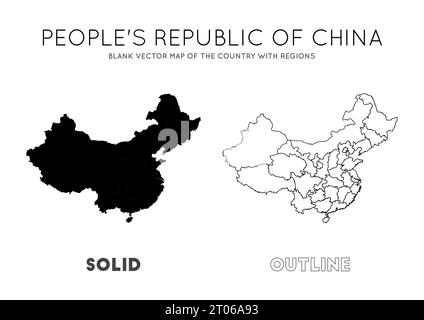 China-Karte. Leere Vektorkarte des Landes mit Regionen. Borders of China für Ihre Infografik. Vektorabbildung. Stock Vektor