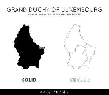 Luxemburg Karte. Leere Vektorkarte des Landes mit Regionen. Borders of Luxembourg für Ihre Infografik. Vektorabbildung. Stock Vektor