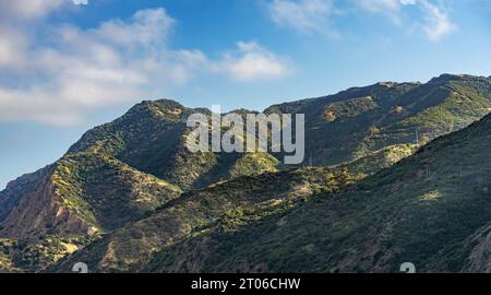 Grüne Bergkette der Insel Santa Catalina in Kalifornien Stockfoto