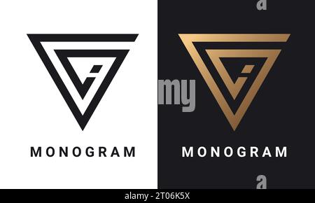 Luxuriöses Initial CI- oder IC-Monogramm-Logo-Design Stock Vektor