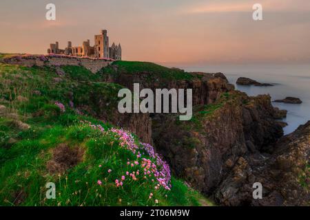 Slains Castle bei Peterhead, Aberdeenshire, Schottland, soll die Inspiration für Draculas Castle sein. Stockfoto