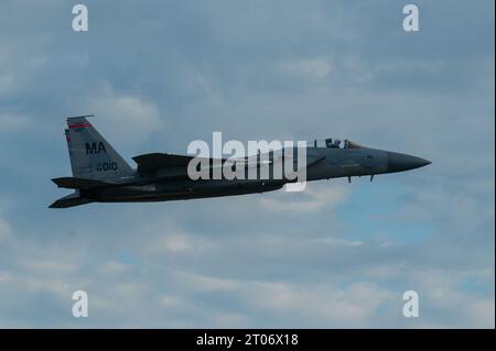 Ein F-15C Eagle startet während des William Tell 2023 Wettbewerbs am 13. September 2023 in Savannah, Georgia. Foto von Rebecca Sirimarco-lang Stockfoto