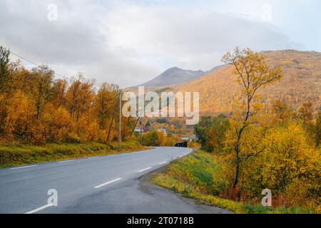 Herbst in Tromso und der Nachbarinsel Kvaloya Stockfoto