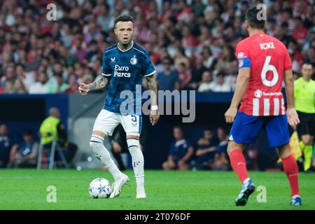 Quilindschy Hartman aus Feyenord während des UEFA Champions League-Spiels zwischen Atletico de Madrid und Feyenoord im Estadio Civitas Metropolitano Stockfoto