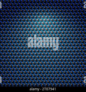 Raster mit schwarzen Kugeln auf blauem Hintergrund mit Lichteffekt. Hintergrund Mit Perforierter Textur Nahtloses Muster, Technischer Hintergrund Mit Punktmuster Stock Vektor