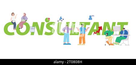 Berater professionelle Jobberatung Hilfe Lösungsgespräch Beratung Informationskommunikation Stock Vektor