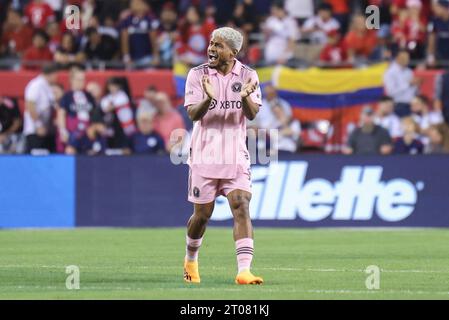 Chicago, USA. Oktober 2023. Chicago, USA, 4. Oktober 2023: Josef Martínez (17 Inter Miami CF) reagiert auf ein Spiel zwischen Chicago Fire FC und Inter Miami CF am Mittwoch, 4. Oktober 2023 im Soldier Field, Chicago, USA. (KEINE KOMMERZIELLE NUTZUNG) (Shaina Benhiyoun/SPP) Guthaben: SPP Sport Pressefoto. /Alamy Live News Stockfoto