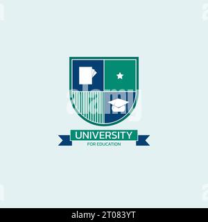Logo des Hochschulemblems mit vier Formabschnitten. Stock Vektor